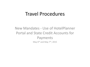 Travel Procedures New Mandates - Use of HotelPlanner Payments