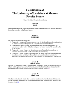 Constitution of The University of Louisiana at Monroe Faculty Senate
