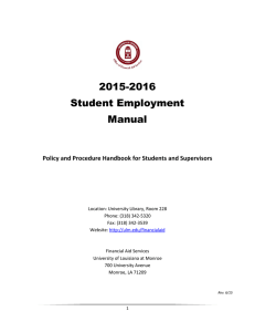 2015-2016 Student Employment Manual