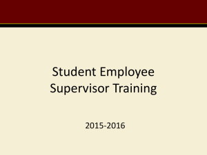 Student Employee Supervisor Training 2015-2016