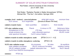 talk start talk files all talks SUMMARY OF SOLAR SPECTRUM FORMATION