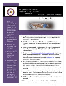 LVN to BSN Prairie View A&amp;M University Celebrating 97 Years of Nursing 1918-2015