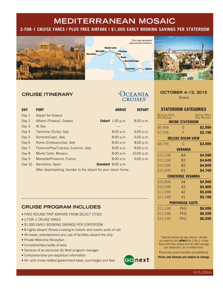 cruise itinerary mediterranean