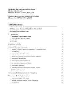 ULM Policy Name:  Revised Misconduct Policy Effective Date:  5/15/13