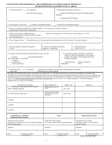 COVER PAGE FOR TRADITIONAL AND UNDERGRADUATE ENHANCEMENT PROPOSALS