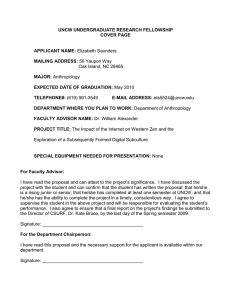 UNCW UNDERGRADUATE RESEARCH FELLOWSHIP COVER PAGE  APPLICANT NAME: