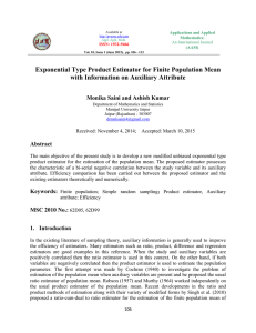 Exponential Type Product Estimator for Finite Population Mean Abstract