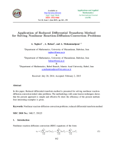 Application of Reduced Differential Transform Method for Solving Nonlinear Reaction-Diffusion-Convection Problems