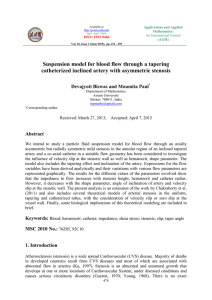 Suspension model for blood flow through a tapering