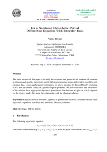 On a Nonlinear Hyperbolic Partial Differential Equation with Irregular Data
