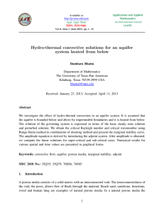 Hydro-thermal convective solutions for an aquifer system heated from below