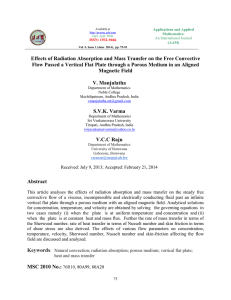 Effects of Radiation Absorption and Mass Transfer on the Free... Flow Passed a Vertical Flat Plate through a Porous Medium...