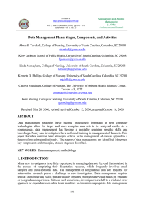 Data Management Plans: Stages, Components, and Activities