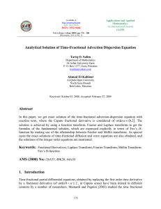 Analytical Solution of Time-Fractional Advection Dispersion Equation