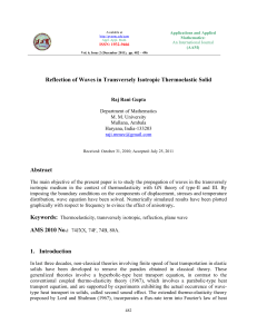 Reflection of Waves in Transversely Isotropic Thermoelastic Solid Abstract