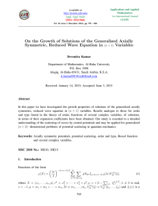 On the Growth of Solutions of the Generalized Axially Variables