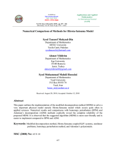 Numerical Comparison of Methods for Hirota-Satsuma Model Syed Tauseef Mohyud-Din Ahmet Yildirim
