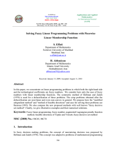 Solving Fuzzy Linear Programming Problems with Piecewise Linear Membership Function S. Effati