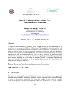 Numerical Solution of Interval and Fuzzy System of Linear Equations