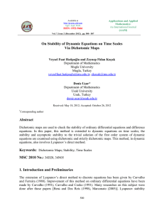 On Stability of Dynamic Equations on Time Scales Via Dichotomic Maps