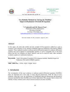 Two Reliable Methods for Solving the Modified Improved Kadomtsev-Petviashvili Equation Abstract