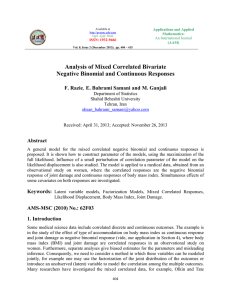 Analysis of Mixed Correlated Bivariate Negative Binomial and Continuous Responses ,