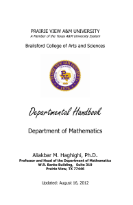 Departmental Handbook  Department of Mathematics Aliakbar M. Haghighi, Ph.D
