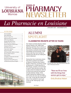 Pharmacy Newsletter La Pharmacie en Louisiane Alumni