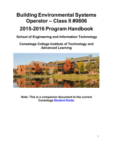 Building Environmental Systems Operator – Class II #0806 2015-2016 Program Handbook