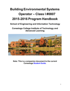 Building Environmental Systems Operator – Class I #0807 2015-2016 Program Handbook