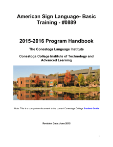 American Sign Language- Basic Training - #0889  2015-2016 Program Handbook