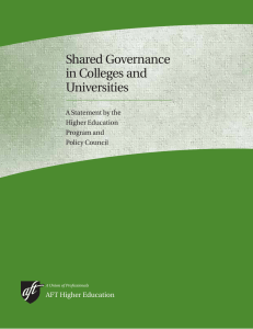 Shared Governance in Colleges and Universities A Statement by the