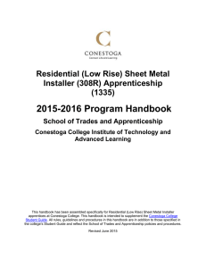 2015-2016 Program Handbook  Residential (Low Rise) Sheet Metal Installer (308R) Apprenticeship