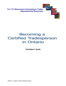 Facilitators’ Guide (Newcomers Connecting to Trades Apprenticeship Resources)