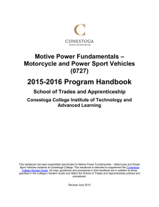 2015-2016 Program Handbook  Motive Power Fundamentals – Motorcycle and Power Sport Vehicles