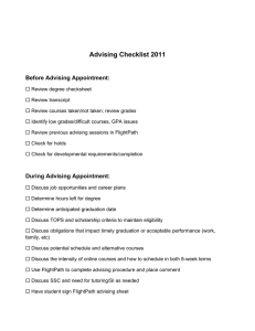 Advising Checklist 2011 Before Advising Appointment: