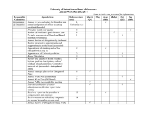 University of Saskatchewan Board of Governors Annual Work Plan 2013/2014 Responsible Agenda item