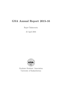 GSA Annual Report 2015-16 Rajat Chakravarty 25 April 2016 Graduate Students’ Association