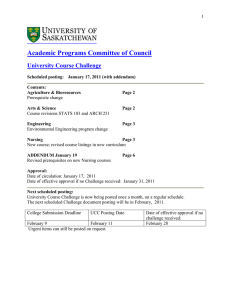 Academic Programs Committee of Council University Course Challenge