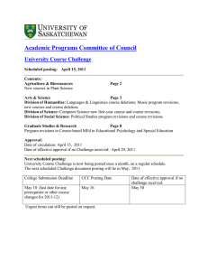 Academic Programs Committee of Council University Course Challenge
