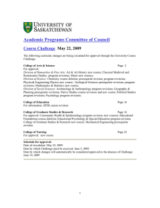 Academic Programs Committee of Council  Course Challenge May 22, 2009