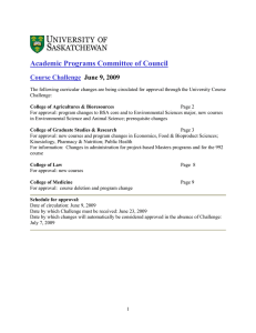 Academic Programs Committee of Council  Course Challenge June 9, 2009