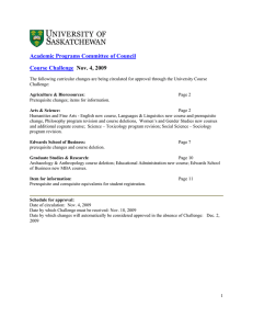 Academic Programs Committee of Council Course Challenge  Nov. 4, 2009