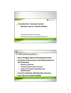 Academic Governance In this presentation…