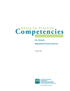 Competencies E n t r y - t o - P... For Ontario Registered Practical Nurses