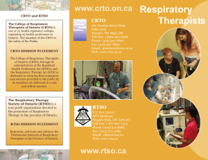 Respiratory Therapists www.crto.on.ca CRTO