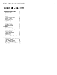 Table of Contents ROANE STATE COMMUNITY COLLEGE 1