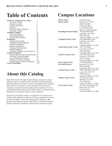 Table of Contents Campus Locations ROANE STATE COMMUNITY COLLEGE 2013-2014 1
