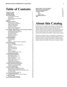 Table of Contents ROANE STATE COMMUNITY COLLEGE