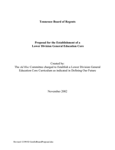 Tennessee Board of Regents Proposal for the Establishment of a